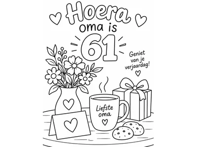 Kleurplaat oma 61 jaar