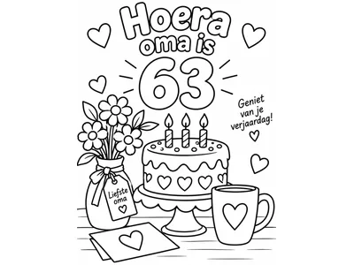 Kleurplaat verjaardag om 63 jaar