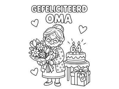 Kleurplaat verjaardag oma 64 jaar