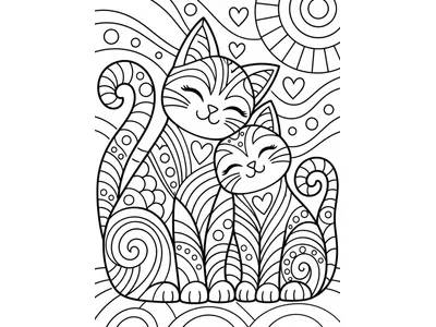 Abstracte kleurplaat katten